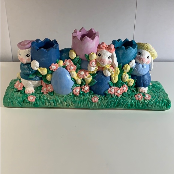 Easter Bunny Candlestick Holder Decor Rabbit Hare - Picture 1 of 8